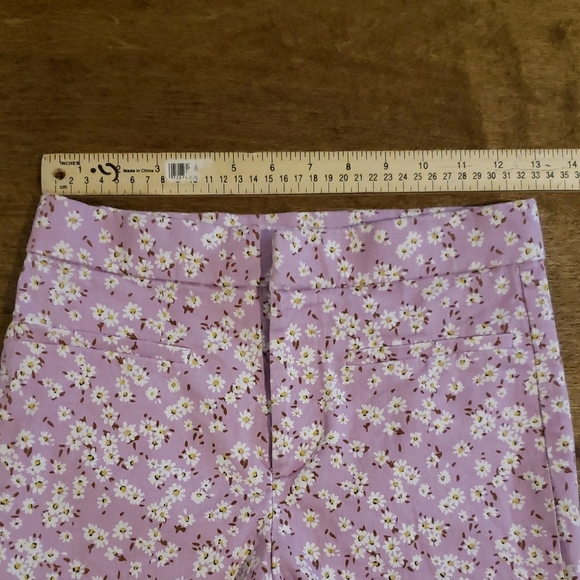 Zara Floral Cropped Flare Lavender Pants Small - Picture 6 of 10